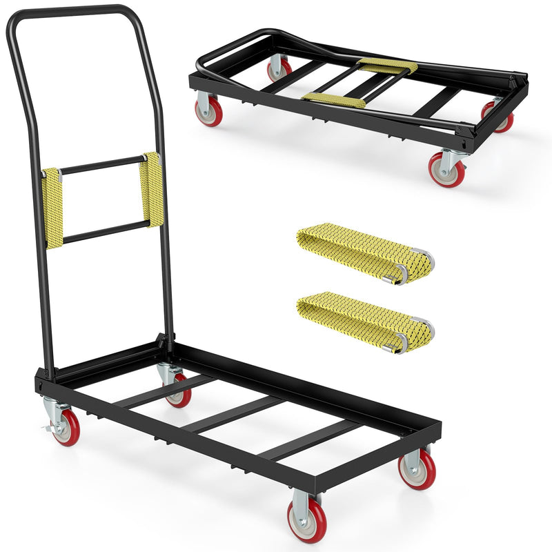 Load image into Gallery viewer, Goplus 800 LBS Folding Chair Rack with Rubber Wheels & 2 Elastic Ropes