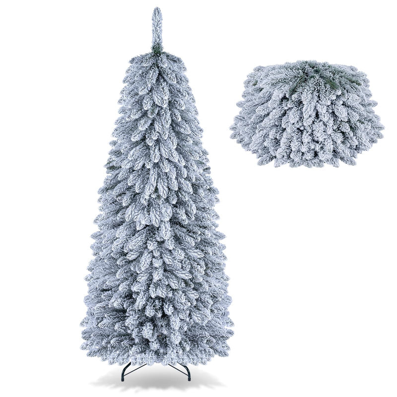 Load image into Gallery viewer, Goplus 6ft/7ft Pop Up Snow Flocked Christmas Tree | Easy Setup for Small Space Porch Corner