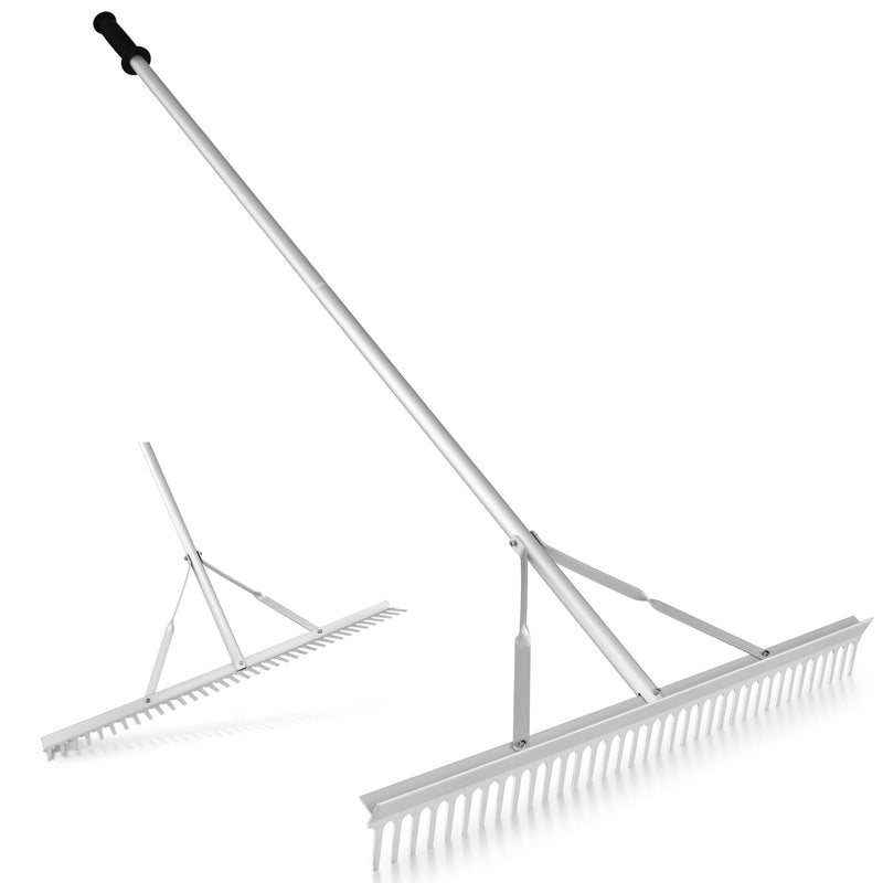 Load image into Gallery viewer, Goplus Landscape Rake 36 Inch, Aluminum Rake Head w/36 Tines and 68" Long Non-slip Handle, Yard Rake Tool for Loosening & Leveling Soil