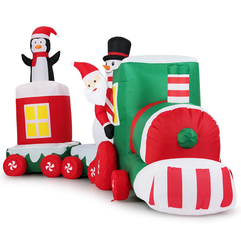 Load image into Gallery viewer, Goplus 11.5 Ft Christmas Inflatable Train with Santa Snowman Penguin