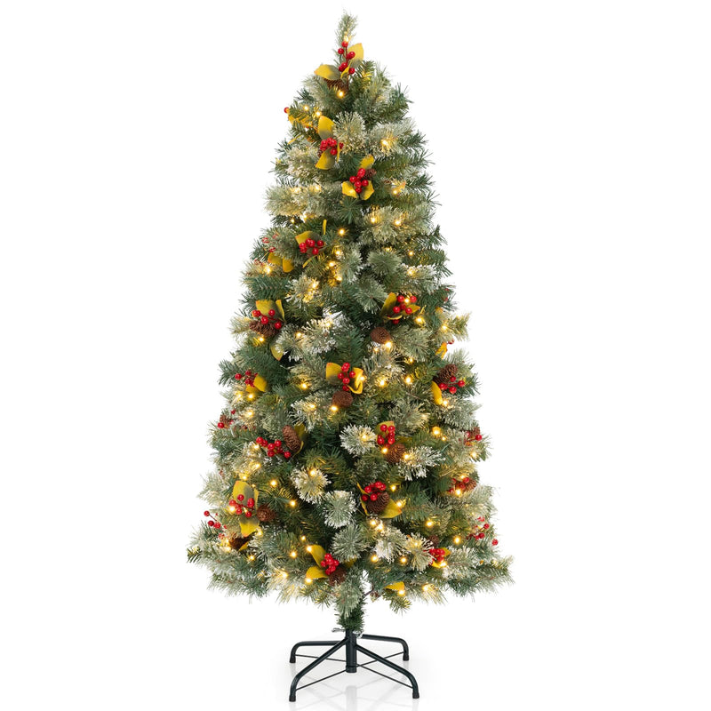 Load image into Gallery viewer, Goplus 5ft Pre-Lit Artificial Christmas Tree, Hinged Xmas Tree with 453 PVC & Pine Needles