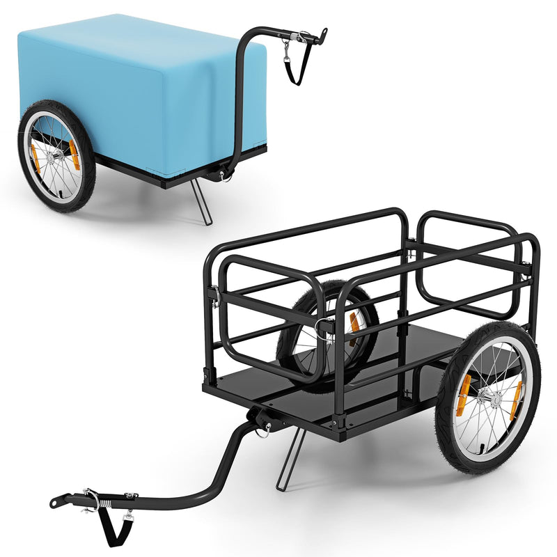 Load image into Gallery viewer, Goplus Bike Cargo Trailer, Folding Bike Cart with Weather-Proof Oxford Cover, Universal Hitch, 16" Pneumatic Wheels