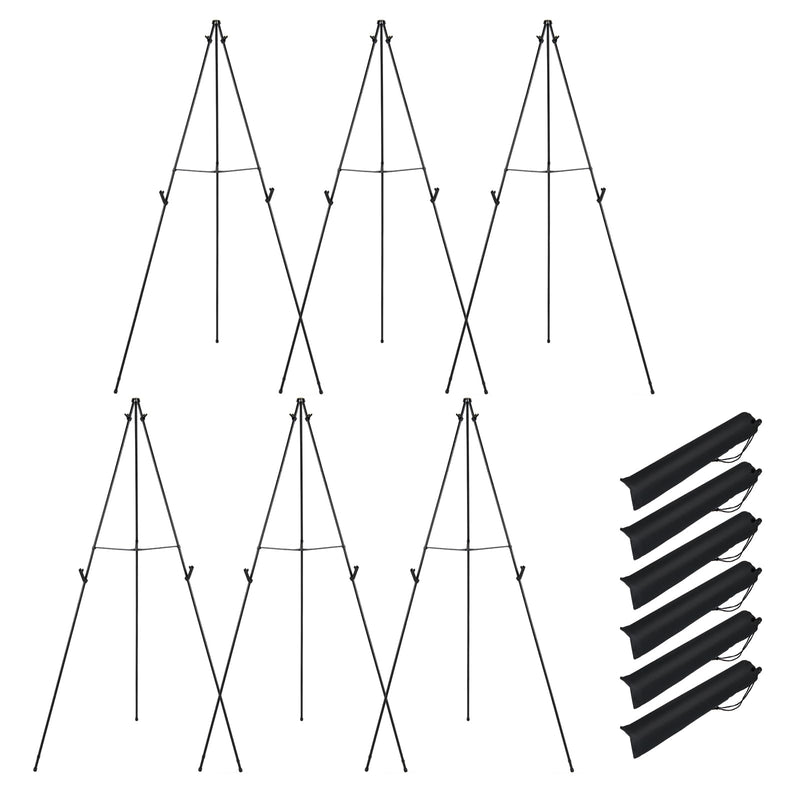 Load image into Gallery viewer, Goplus 65" Metal Easel Stand Set w/Movable Card Slots & Anti-Slip Foot Pads (6-Pack)