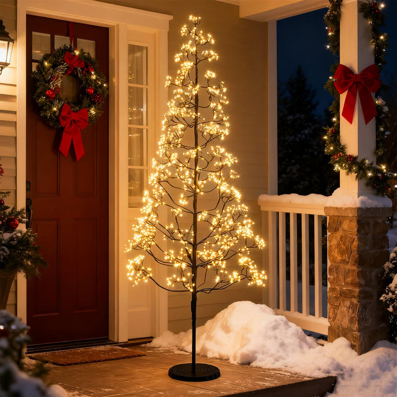 Load image into Gallery viewer, Goplus 5/6/7 FT LED Alpine Tree with 1000 Warm White LED Lights, Pre-lit Artificial Cedar with Weighted Base