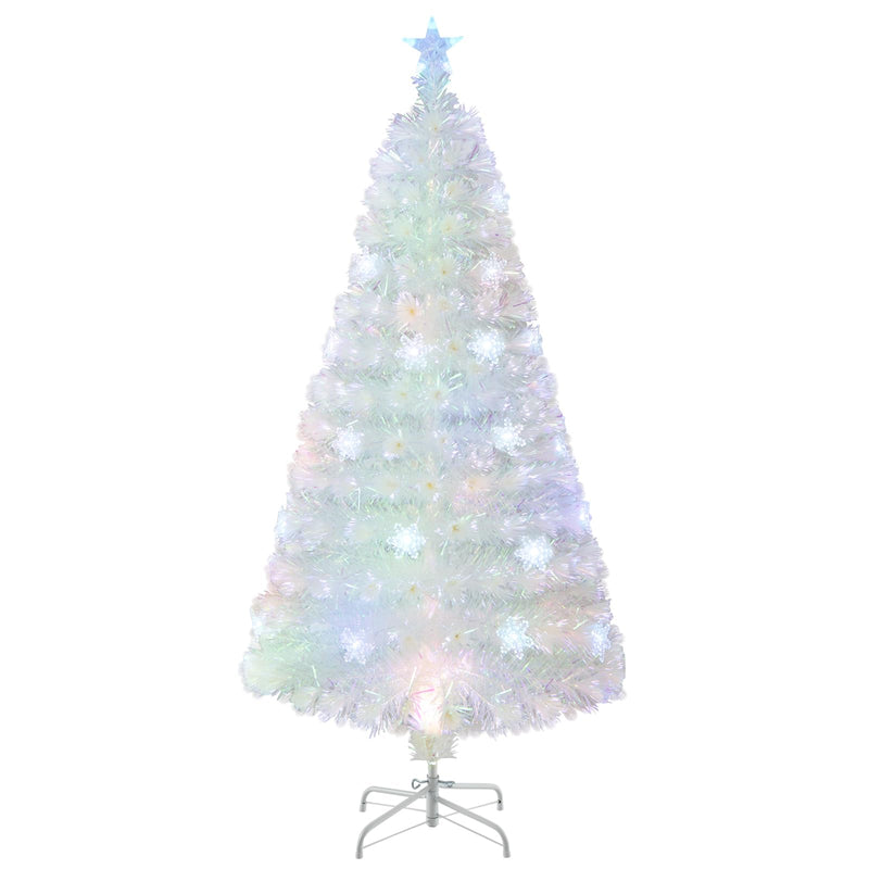 Load image into Gallery viewer, Goplus Pre-lit Fiber Optic Christmas Tree, Artificial White Xmas Tree with 24 Colorful LED Lights