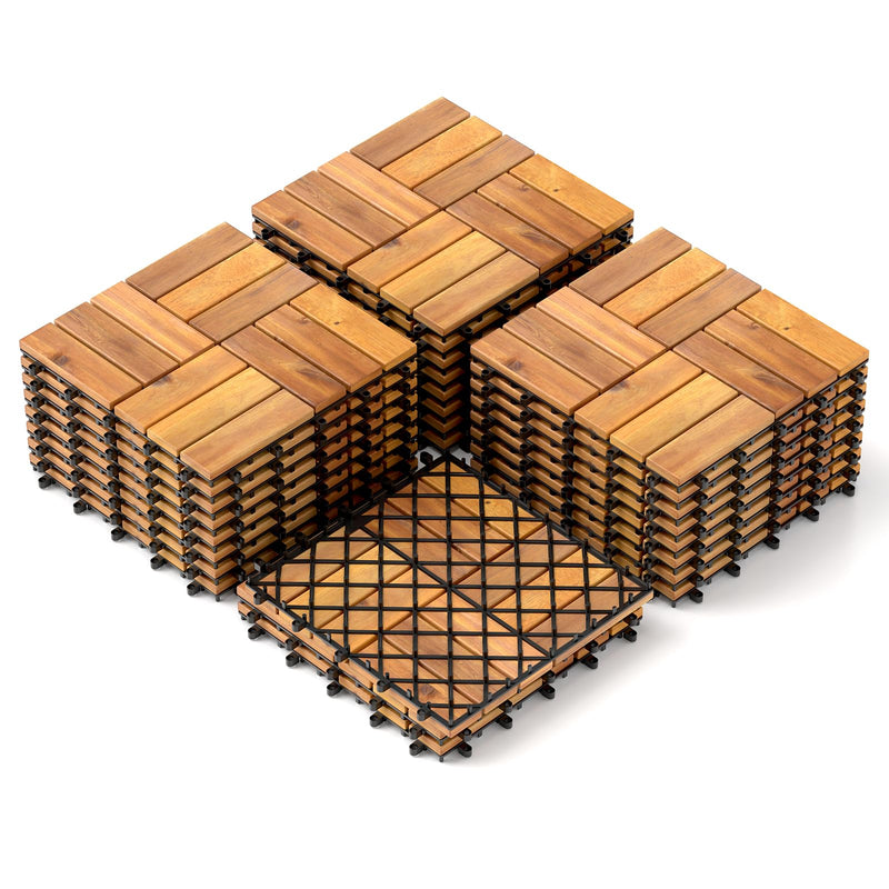 Load image into Gallery viewer, Goplus 27 PCS Interlocking Patio Deck Tile 12” x 12” Acacia Wood Patio Tiles
