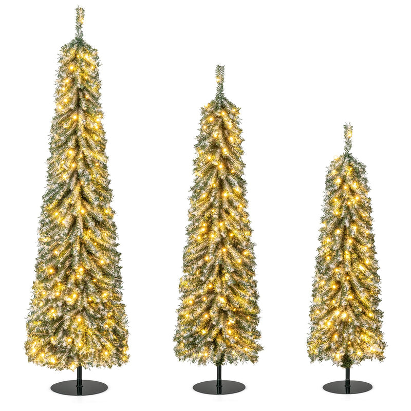 Load image into Gallery viewer, Goplus 4' 5' 6' Pre-Lit Artificial Christmas Tree Set of 3 with Drooping Branches
