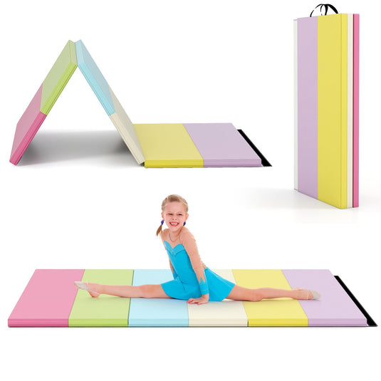 Goplus 6'x4' 3-Panel Folding Tumbling Mat w/Carrying Handles Hook&Loop Fastener