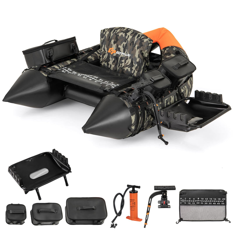 Load image into Gallery viewer, Goplus Inflatable Float Tube, Fishing Belly Boat with Fish Ruler, Pump, Storage Bag