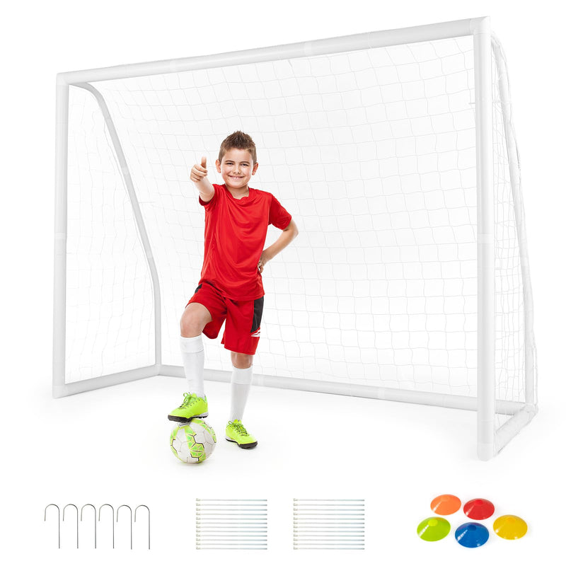 Load image into Gallery viewer, Goplus Soccer Goal, 8'x6' Soccer Net with Strong UPVC Frame, Quick Set-up, High-Strength Netting