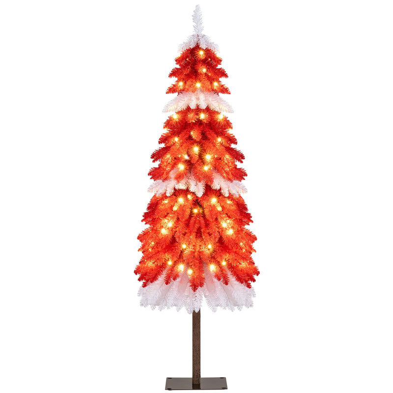 Load image into Gallery viewer, 5 FT Artificial Christmas Tree Pre-lit Xmas Trees with 301 Red and White Branch Tips