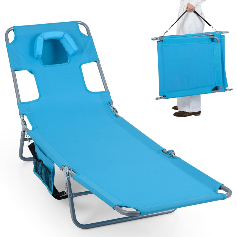 Load image into Gallery viewer, Goplus Tanning Chair Folding Beach Lounge Chair w/5-Position Adjustable Backrest
