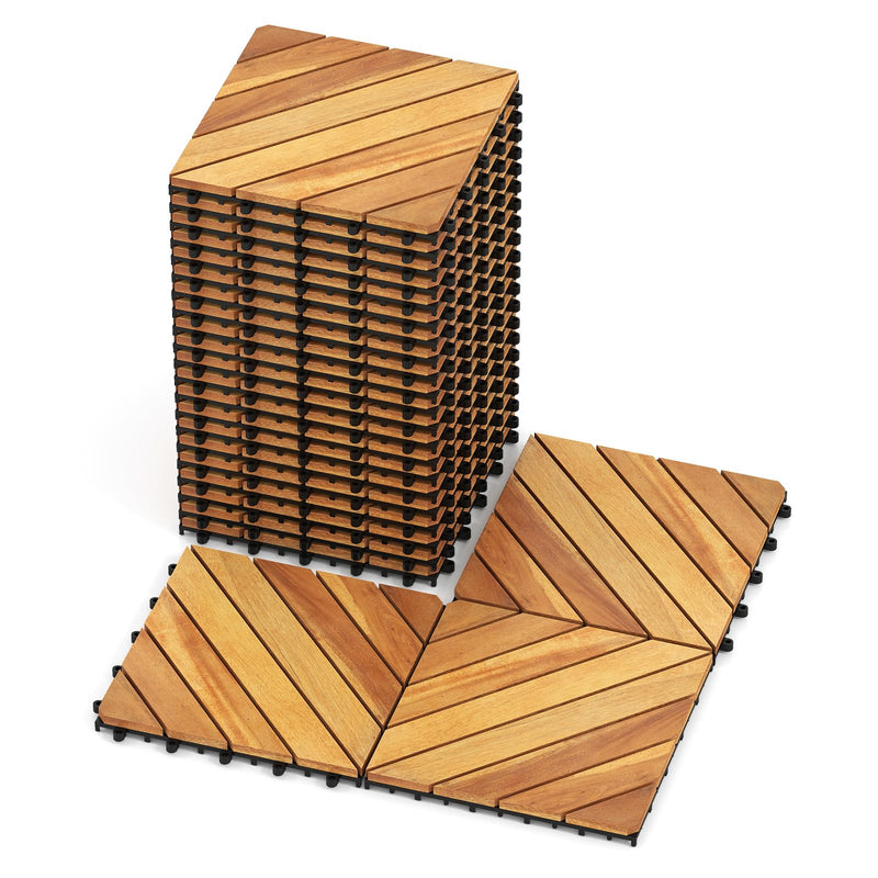Load image into Gallery viewer, Goplus 24/48-Pack Acacia Wood Interlocking Deck Tiles (Diagonal) | Outdoor Waterproof