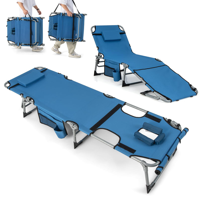 Load image into Gallery viewer, Goplus Lounge Chairs for Outside, 5-Position Tanning Chair w/Face & Arm Hole