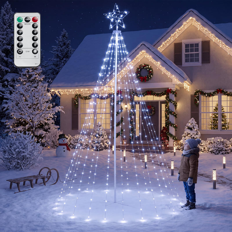 Load image into Gallery viewer, Goplus 10 FT Outdoor Christmas Lights | Tall Waterproof Xmas String Lights w/ Star Toppe Remote and Timer