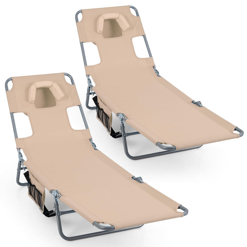 Load image into Gallery viewer, Goplus Tanning Chair Folding Beach Lounge Chair w/5-Position Adjustable Backrest