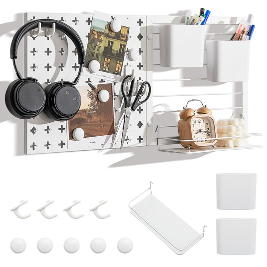 Goplus Peg Board, Metal Pegboard Kit with 2 Pegboard Panels