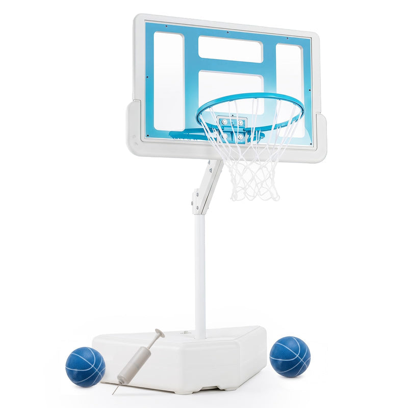 Load image into Gallery viewer, Goplus Pool Basketball Hoop w/Adjustable Height 2 Balls and Pump
