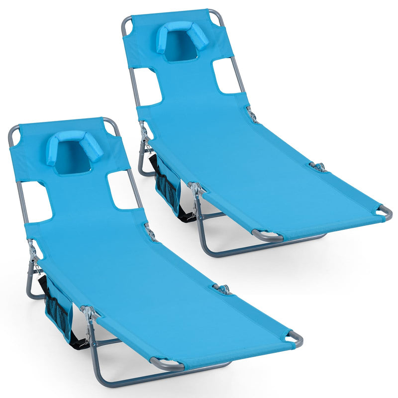 Load image into Gallery viewer, Goplus Tanning Chair Folding Beach Lounge Chair w/5-Position Adjustable Backrest