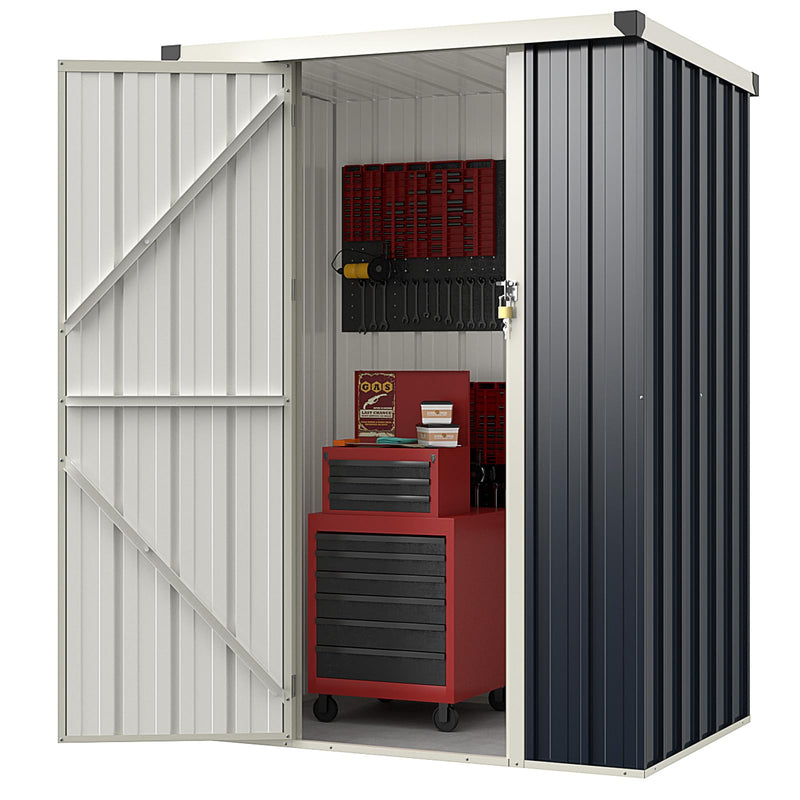 Load image into Gallery viewer, Goplus 4 x 3 FT Metal Outdoor Storage Shed, Snap-on Structures for Efficient Assembly, All-Weather Color Steel Utility Storage House