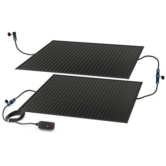 Goplus Heated Snow Melting Mat, Heated Outdoor Mat for Winter Snow Removal (30” x 30” with Power Cord + Without Power Cord)