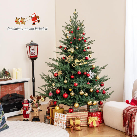 Goplus 6FT / 7FT Pre-Lit Artificial Christmas Tree with PVC & PE Mixed Branch Tips