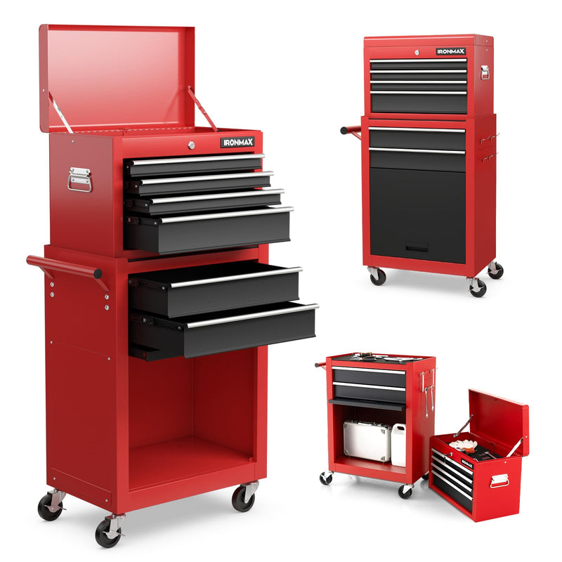 Load image into Gallery viewer, 6-Drawer Rolling Tool Chest Removable Tool Storage Cabinet with Sliding Drawers