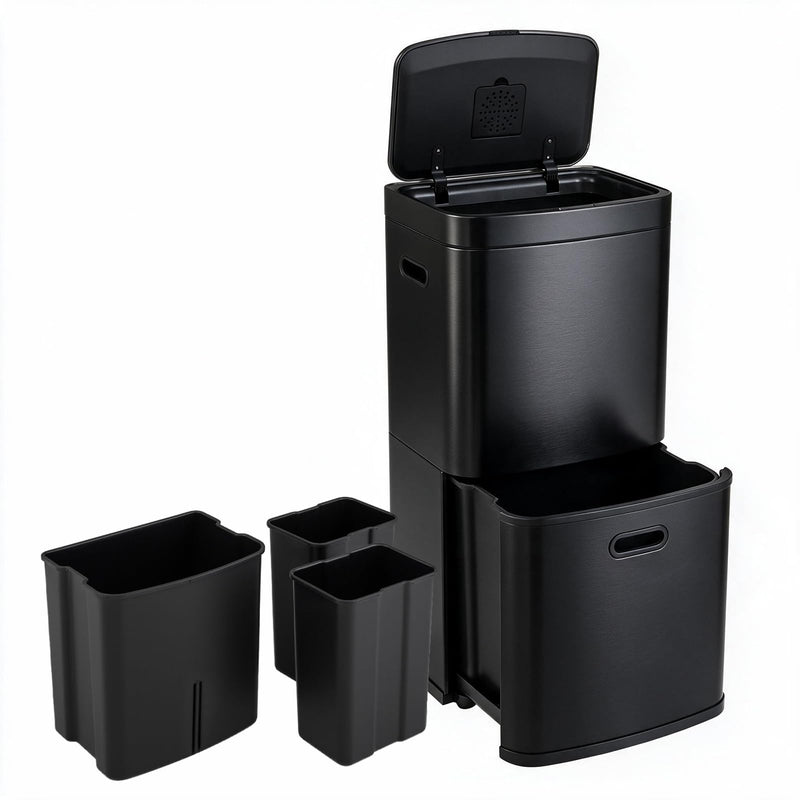 Load image into Gallery viewer, Goplus 13 Gal Stainless Steel Kitchen Trash Can w/Recycling Bin