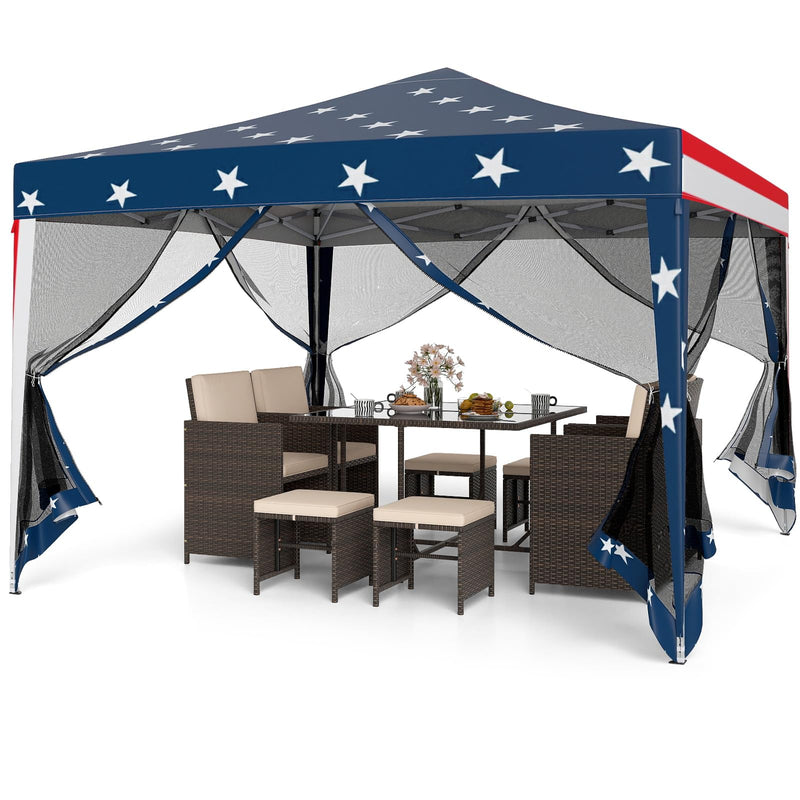 Load image into Gallery viewer, Goplus 10 FT x 10 FT Pop-Up Canopy Tent, Easy Setup Instant Folding Shelter w/Mesh Netting, Carry Bag, 8 Stakes & 4 Ropes, Height Adjustable Sunshade, Commercial Tent for Campin