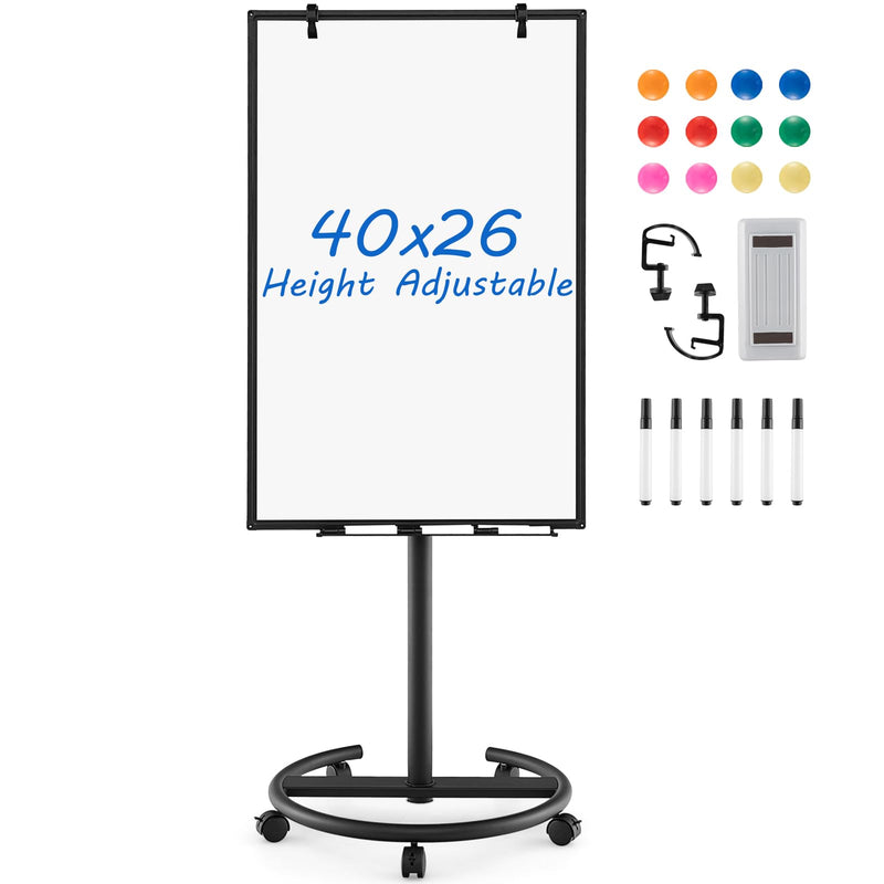 Load image into Gallery viewer, Goplus 40” x 26” Height-Adjustable Dry Erase Board on Wheels with Round Stable Stand