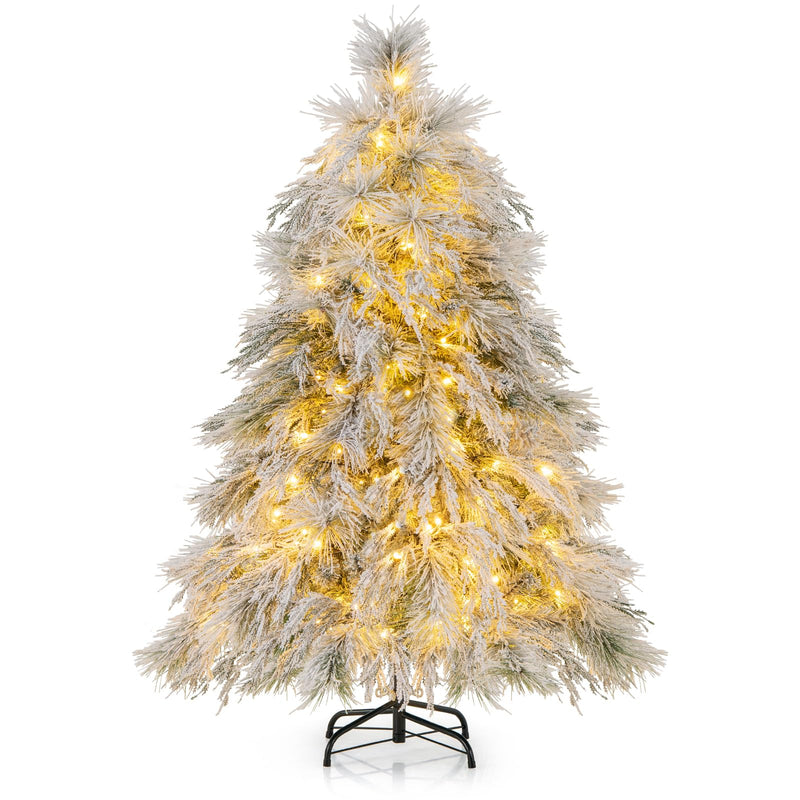 Load image into Gallery viewer, Goplus 4.5ft Pre-Lit Snow Flocked Christmas Tree, Artificial Hinged Full Xmas Tree with 279 PVC & Pine Needles