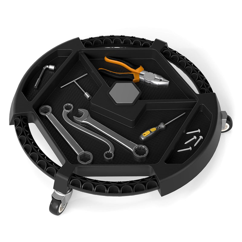 Load image into Gallery viewer, Goplus Mobile Automotive Tool Creeper with 3 Swivel Casters & 4 Compartments (19.5" x 19.5" x 4")