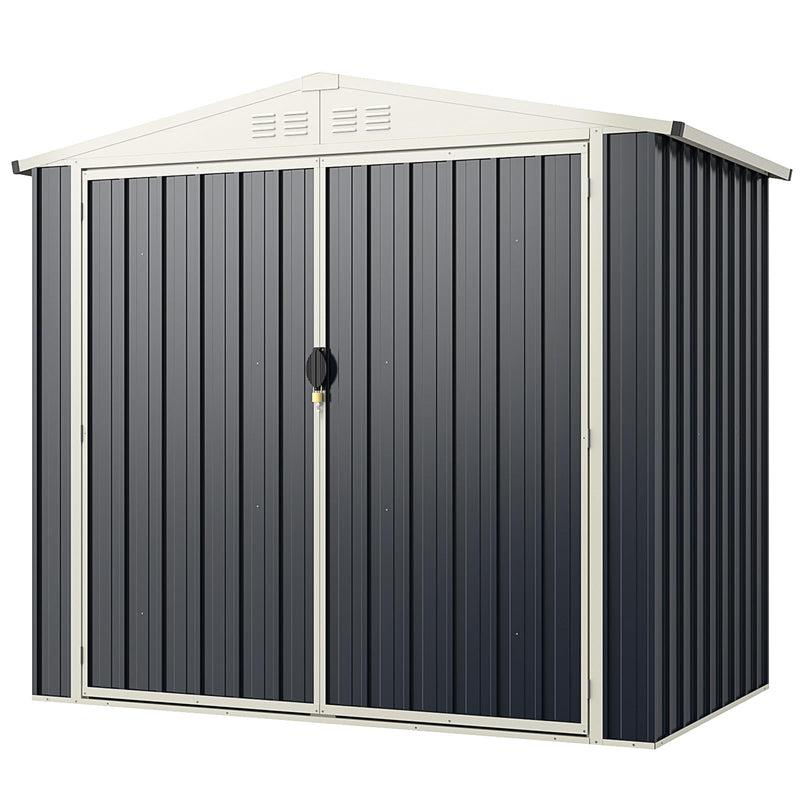 Load image into Gallery viewer, Goplus Metal Outdoor Storage Shed, Snap-on Structures for Efficient Assembly, All-Weather Color Steel Utility Storage House