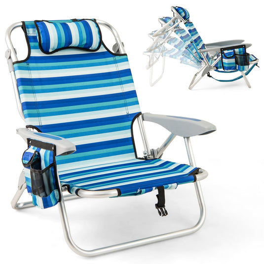 Goplus 330lbs Folding Backpack Chairs for Adults with 4-Position Backrest & Headrest