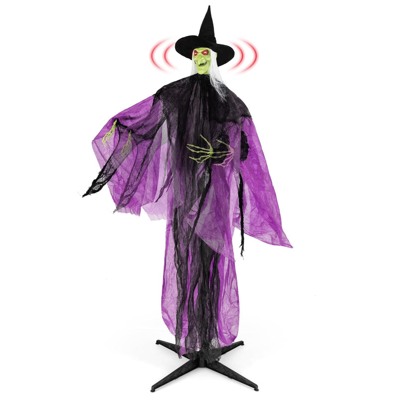Load image into Gallery viewer, Goplus 7.2 FT Halloween Animatronic Witch, Animated Standing Poseable Figure with Light up Eyes