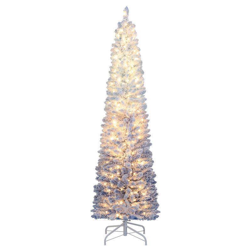 Load image into Gallery viewer, Goplus 6FT / 7FT Blue Gradient Snow Flocked Christmas Tree with Warm White LED Lights
