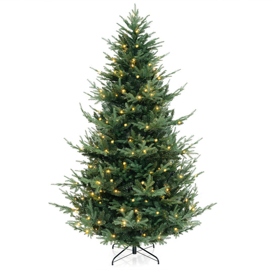 Goplus 8ft Pre-lit Artificial Christmas Tree with 450 Warm White LED Lights, 1480 Branch Tips