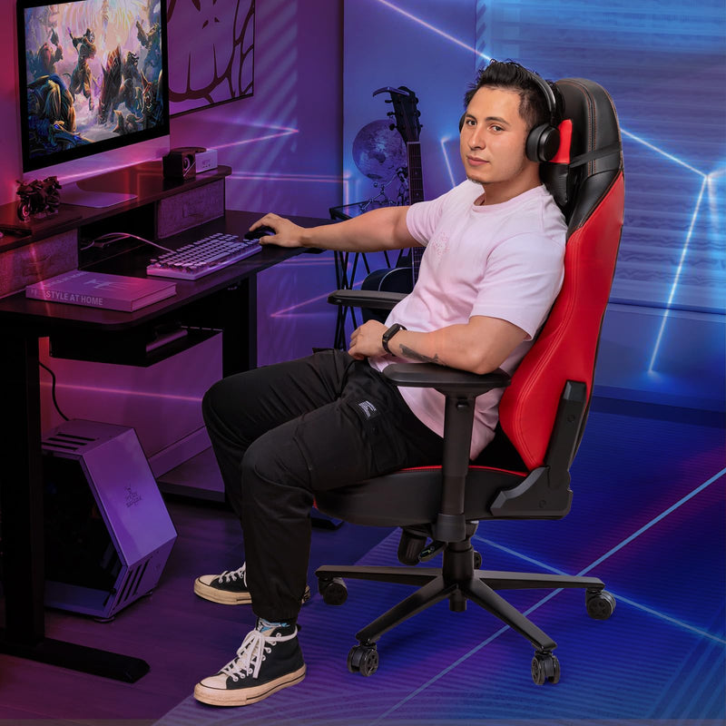 Load image into Gallery viewer, Goplus Gaming Chair, 360¡ã Swivel Computer Chair with Casters, Multi-Angle Reclining, Tension Control, 4D Armrest