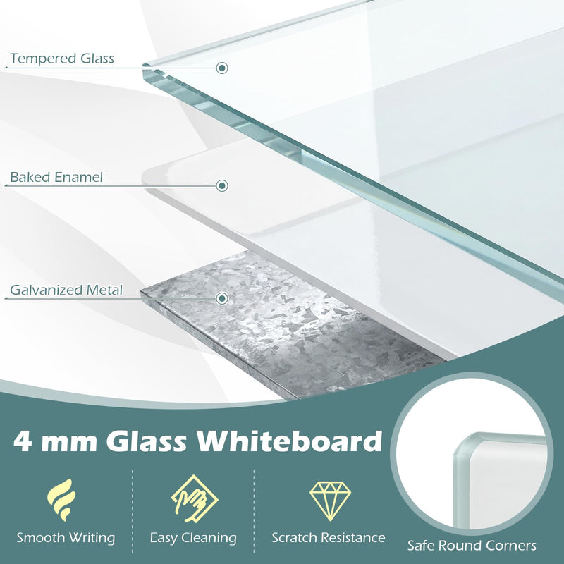 Load image into Gallery viewer, Goplus 36" x 24" Magnetic Glass Whiteboard Dry Erase Board with Eraser