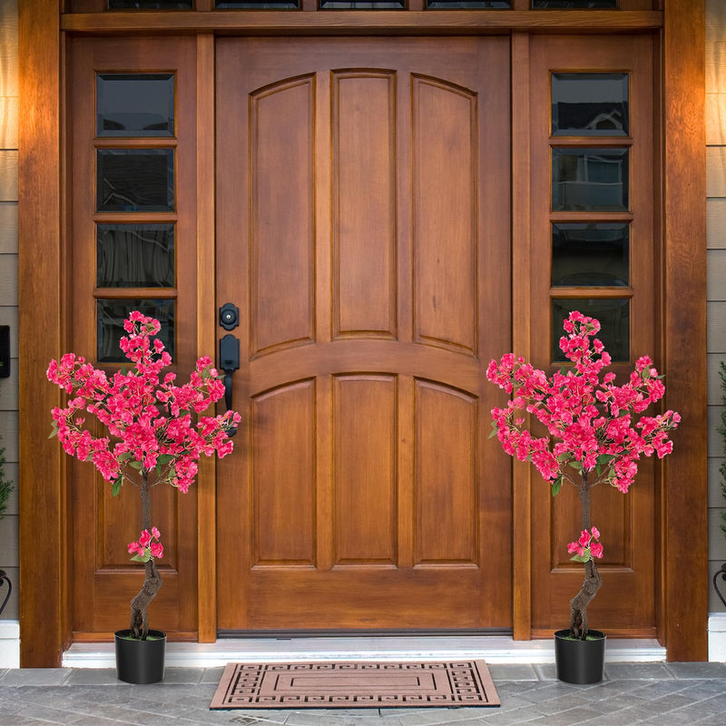 Load image into Gallery viewer, Goplus 41” Artificial Plum Blossom Tree, Fake Floral Plant with 92 Flowers & Realistic Trunk in Plastic Nursery Pot