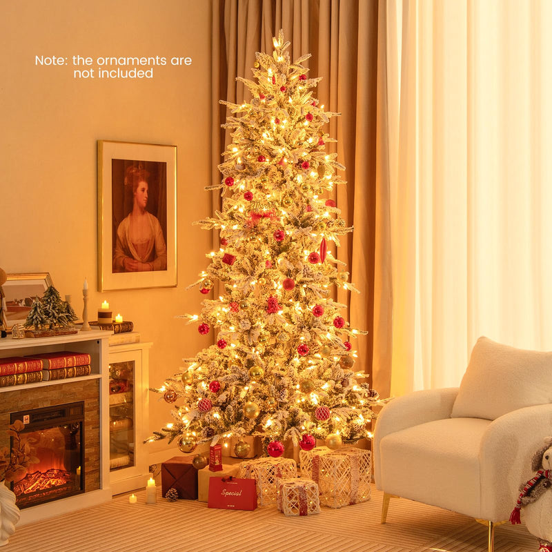 Load image into Gallery viewer, Goplus Pre-Lit Snow Flocked Christmas Tree with Warm-White Incandescent Lights