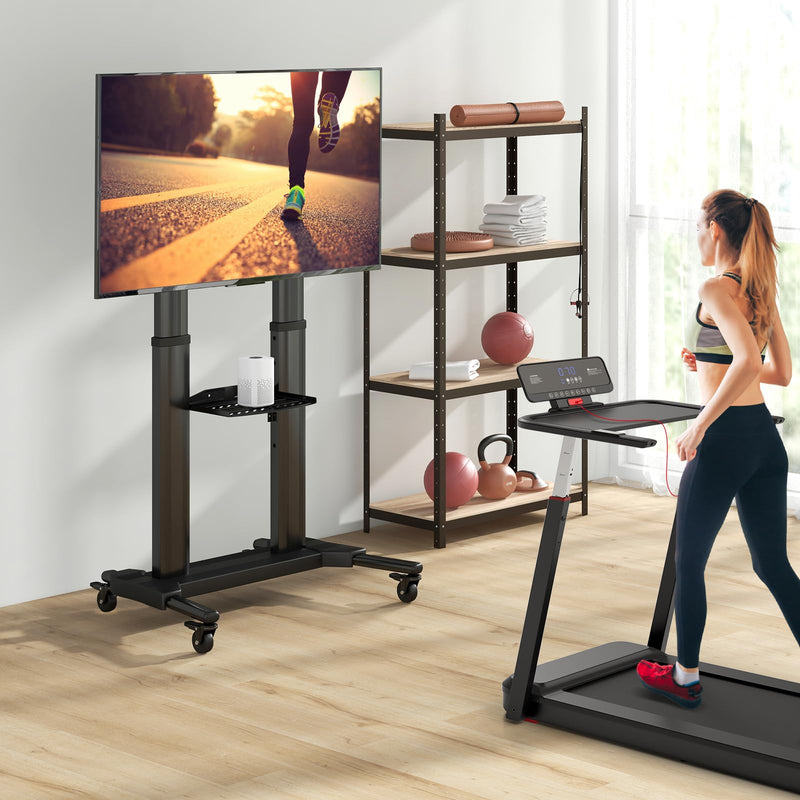 Load image into Gallery viewer, Goplus Rolling TV Stand for 32"-85" Flat Curved LED/LCD/OLED TVs up to 132 LBS, Mobile Floor TV Trolley Max VESA 400 x 700 mm