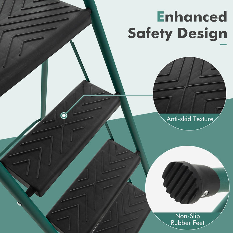 Load image into Gallery viewer, Goplus Folding Step Ladder, 4-Step Ladder w/Tool Tray, Non-Slip Footpads & Pedals