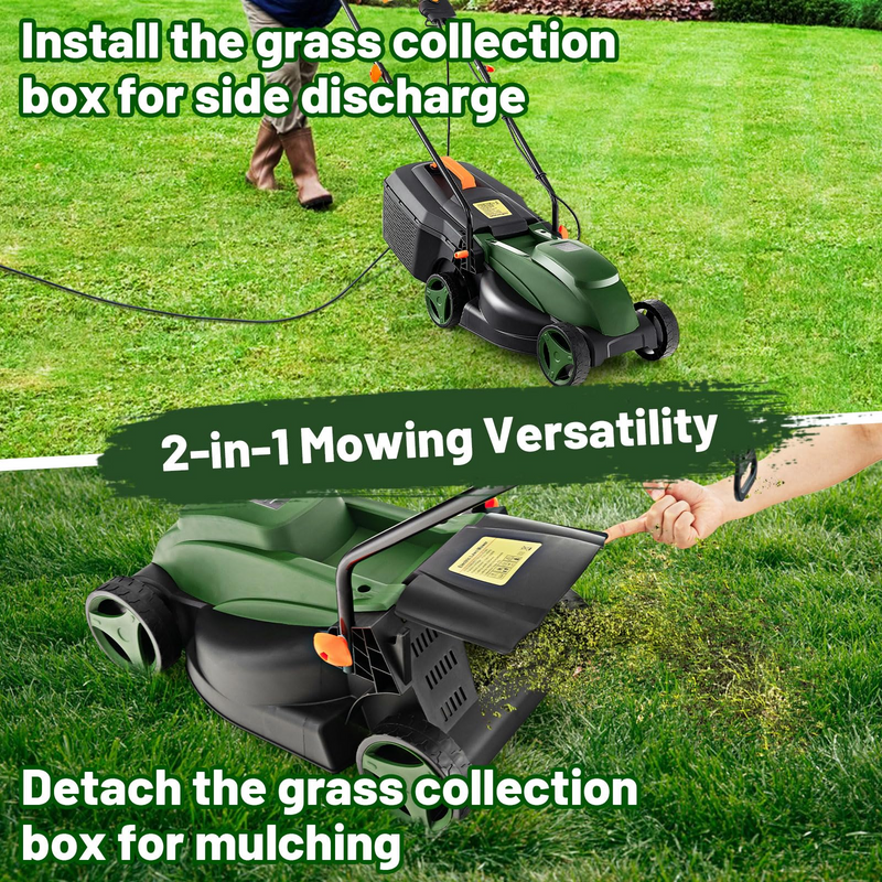 Load image into Gallery viewer, Goplus Electric Lawn Mower, 2-in-1 Versatile Corded Lawn Mower, 12 AMP Motor, 14" Cutting Deck
