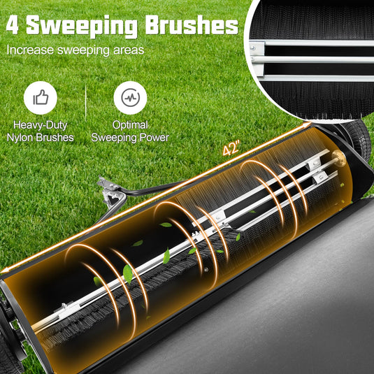 Goplus Lawn Sweeper Tow Behind with Large-Capacity Hopper Bag