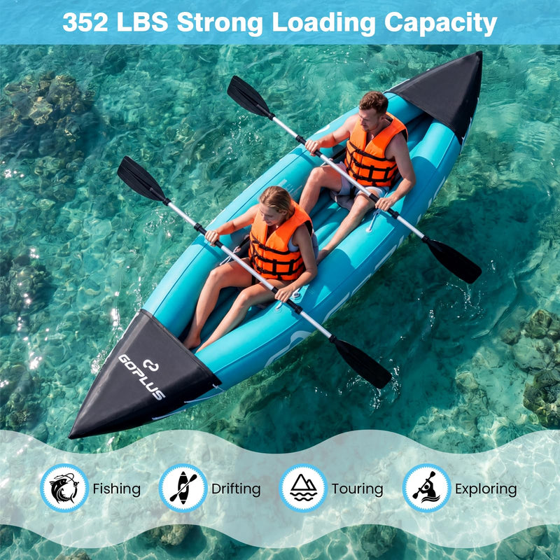 Load image into Gallery viewer, Goplus 10.5 FT Inflatable Kayak 2 Person with Aluminum Paddles Fin Seats and Foot Pump