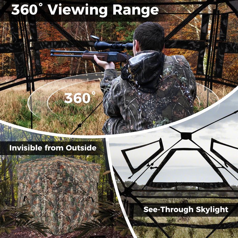 Load image into Gallery viewer, Goplus 3 in 1 Multifunctional Hunting Blind, 360° One-Way See-Through Hunting Tent w/Skylight