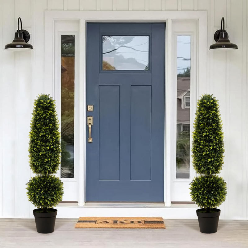 Load image into Gallery viewer, Goplus 4FT Artificial Boxwood Topiary Tree, Faux Potted Plants with Natural Vines