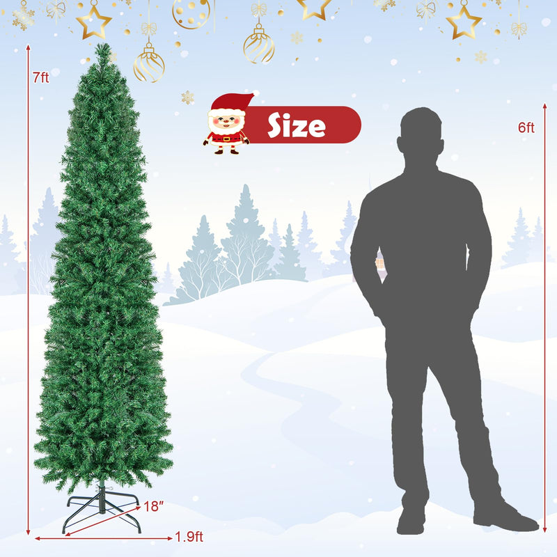 Load image into Gallery viewer, Goplus 6ft / 7ft / 8ft Fiber Optic Pencil Christmas Tree Xmas Full Tree for Home Office Holiday Decor