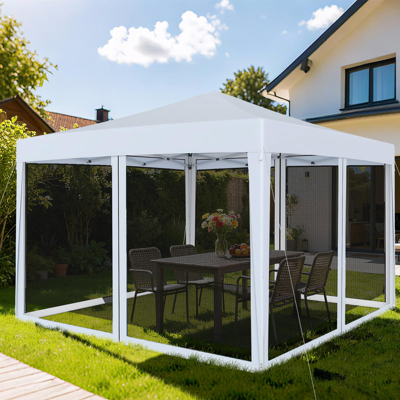 Load image into Gallery viewer, Goplus 10 FT x 10 FT Pop-Up Canopy Tent, Easy Setup Instant Folding Shelter w/Mesh Netting, Carry Bag, 8 Stakes & 4 Ropes, Height Adjustable Sunshade, Commercial Tent for Campin